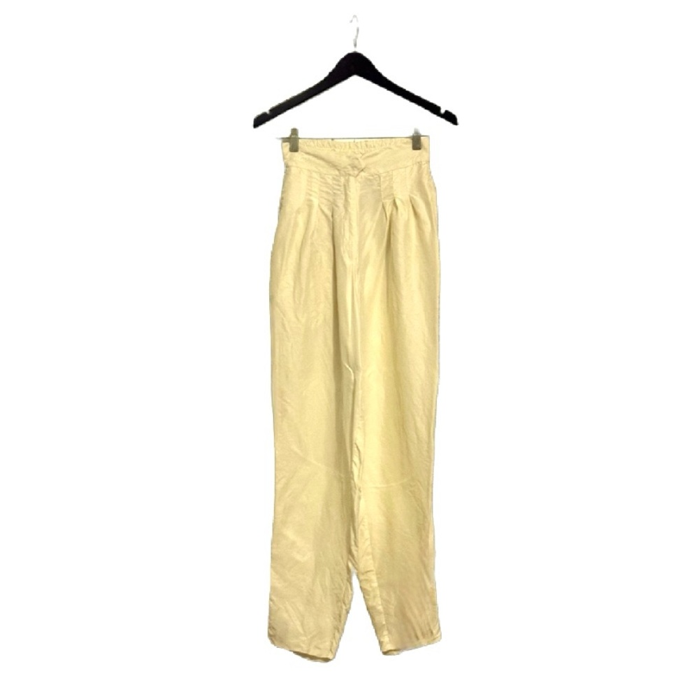 High-Rise Pleated Tapered Trousers - Cream - Picture 2 of 10